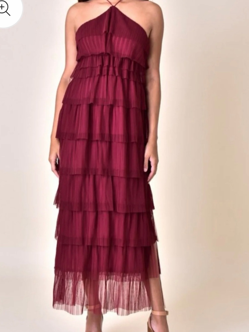 Tiered Maxi Dress in Burgundy NWOT